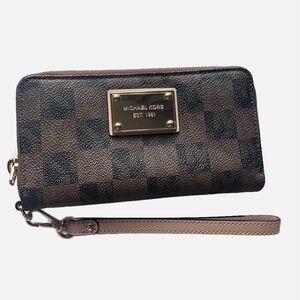 Michael Kors Brown Checkered Wallet